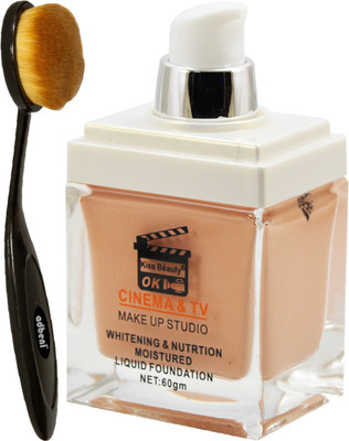 

Kiss Beauty Cinema & TV Makeup Studio Foundation-58441-03 With Oval Brush(Set of 2)