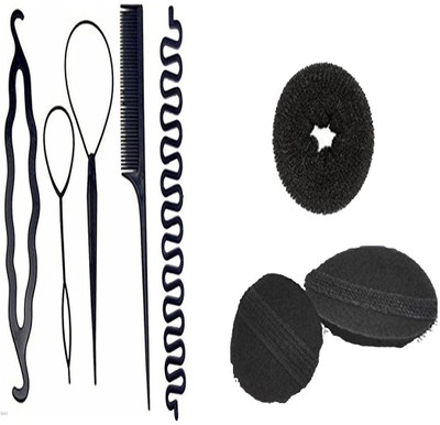 

shivnath enterprises hair base volumizer puff tool,foam juda donut and snake Topsy tail diy kit [pack of 8pcs](Set of 8)