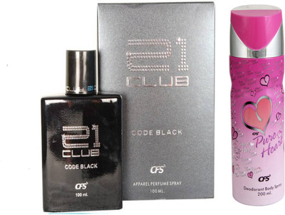 

CFS 21 Club Ice Water Perfume 100Ml + Pure Heart Pink Body Spray 200 Ml(Set of 2)