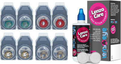 

Lenzocare Color Lenses With 100 ml Multipurpose Solution & Lens Case Monthly(-0.00, Colored Contact Lenses, Pack of 8)