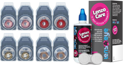 

Lenzocare Color Lenses With 100 ml Multipurpose Solution & Lens Case Monthly(-0.00, Colored Contact Lenses, Pack of 8)