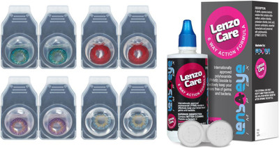 

Lenzocare Color Lenses With 100 ml Multipurpose Solution & Lens Case Monthly(-0.00, Colored Contact Lenses, Pack of 8)