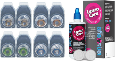 

Lenzocare Color Lenses With 100 ml Multipurpose Solution & Lens Case Monthly(-0.00, Colored Contact Lenses, Pack of 8)