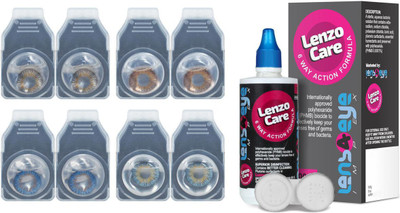 

Lenzocare Color Lenses With 100 ml Multipurpose Solution & Lens Case Monthly(-0.00, Colored Contact Lenses, Pack of 8)