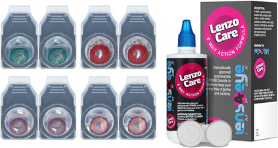 

Lenzocare Color Lenses With 100 ml Multipurpose Solution & Lens Case Monthly(-0.00, Colored Contact Lenses, Pack of 8)