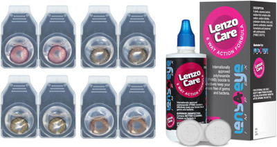 

Lenzocare Color Lenses With 100 ml Multipurpose Solution & Lens Case Monthly(-0.00, Colored Contact Lenses, Pack of 8)