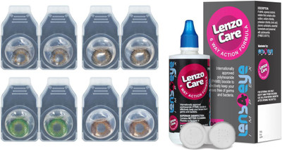 

Lenzocare Color Lenses With 100 ml Multipurpose Solution & Lens Case Monthly(-0.00, Colored Contact Lenses, Pack of 8)