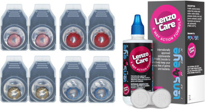 

Lenzocare Color Lenses With 100 ml Multipurpose Solution & Lens Case Monthly(-0.00, Colored Contact Lenses, Pack of 8)