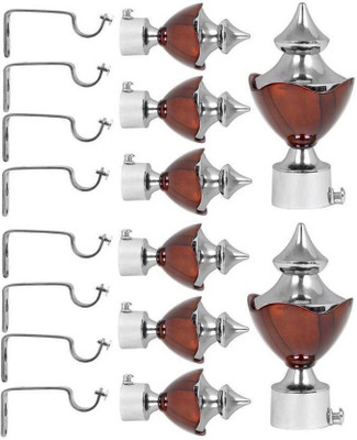 GROWNIX Silver, Brown Rod Rail Bracket Metal(Pack of 4)