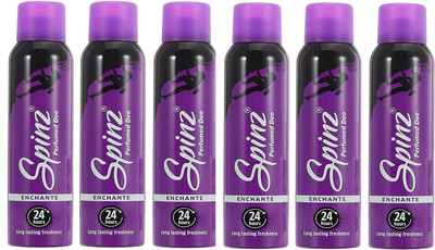 

Spinz Enchante Deodorant Body Spray 150ml Each (Pack of 6) Deodorant Spray - For Women(900 ml, Pack of 6)