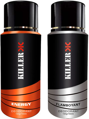 

Killer Flambuyont, Energy Deodorant Spray - For Men & Women (200 g, Pack of 2) Body Spray - For Men & Women(100 ml, Pack of 2)