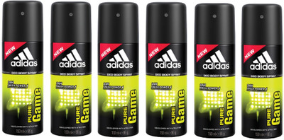 

ADIDAS Pure Game Deodorant Body Spray 150ML Each (Pack of 6) Deodorant Spray - For Men(900 ml, Pack of 6)