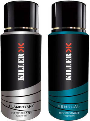 

Killer Flambuyont, Sensual Deodorant Spray - For Men & Women (200 g, Pack of 2) Body Spray - For Men & Women(100 ml, Pack of 2)