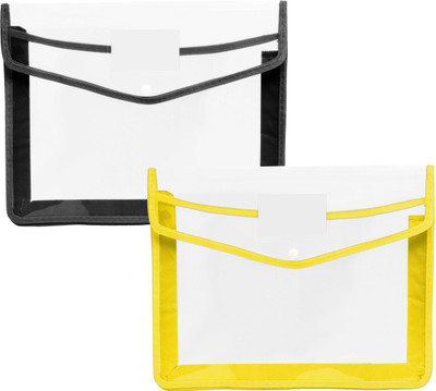 Flipkart SmartBuy Polypropylene Document Bag File Folder(Set Of 2, Black, Yellow)