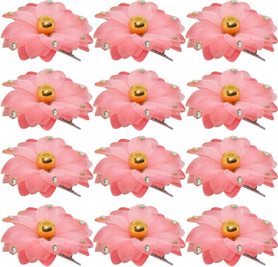 

BOXO Set Of 12 Pcs uda Bun Flower Hair Pins Clips For Wedding Occasions Use For Girls And Women Hair Pin(Pink)