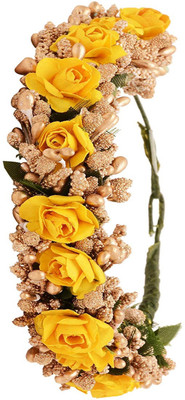 

shivnath enterprises hair yellow juda bun decoration stylish gajra[pack of 1pcs] Hair Accessory Set(Yellow)