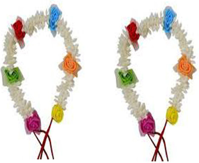 

shivnath enterprises hair multicolored flower juda bun white fashion thread gajra[pack of2pcs] Hair Accessory Set(White)