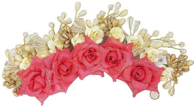 

Iyaan Pearl Gajra For Hair And Crown Shape Gajra For Wedding Wear Bun(Pink)