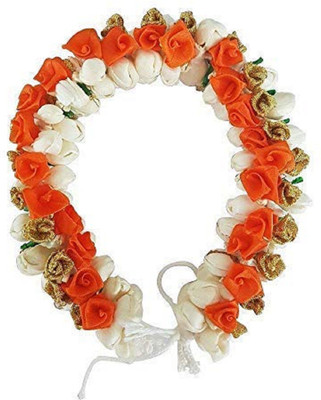

VERBIER Gajra For Hair for women Hair Accessory Set(Orange, White, Gold)