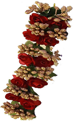 

shivnath enterprises hair red flower juda bun fashion juda gajra[pack of 1pcs] Hair Accessory Set(Red)