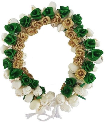 

VERBIER Flower hair Gajra Juda for women and bridal girls Hair Accessory Set(White, Green, Gold)