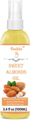 

Vadhika Sweet Almond Oil 100% Natural, Cold Pressed Therapeutic Grade For Face, Hair and Skin (100ml) Hair Oil (100 ml) Hair Oil(100 ml)