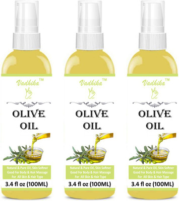 

Vadhika 100% Pure Extra Light Olive Oil - For Hair Growth & Glowing Skin Organic-Combo of 3 No.100 ml Bottles(300 ml) Hair Oil (300 ml) Hair Oil (300 ml) (300 ml) Hair Oil(300 ml)