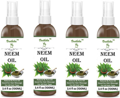 

Vadhika 100% Pure Cold Pressed Neem Oil For Hair, Skin & Nails - Natural Insect Repellent Hair Oil (100 ml)-Pack of-4-Bottle(400ml) Hair Oil-(400ML) Hair Oil (400 ml) Hair Oil(400 ml)