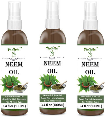 

Vadhika 100% Pure Cold Pressed Neem Oil For Hair, Skin & Nails - Natural Insect Repellent Hair Oil (100 ml)-Pack of-3-Bottle(300ml) Hair Oil-(300ML) Hair Oil (300 ml) Hair Oil(300 ml)