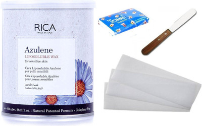 Rica Liposoluble Azulene Kit (1Piece Waxing Strips + 1 Spatula + 1 Tissue) Wax(800 g, Set of 4)