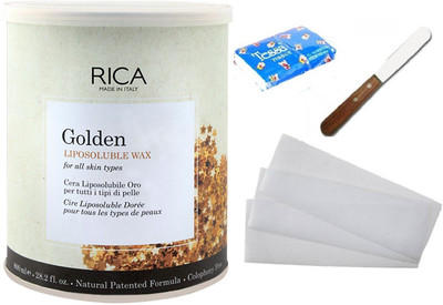

Rica Liposoluble Golden Kit (1Piece Waxing Strips + 1 Spatula + 1 Tissue) Wax(800 g, Set of 4)