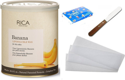 

Rica Liposoluble Banana Kit (1Piece Waxing Strips + 1 Spatula + 1 Tissue) Wax(800 g, Set of 4)