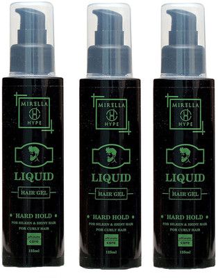 

MIRELLA HYPE Liquid Hair Gel Ultimate Care Combo of 3 Hard Hold - Green Hair Gel(375 ml)