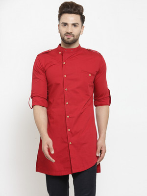 WESTCLO Men Solid Straight Kurta(Red)