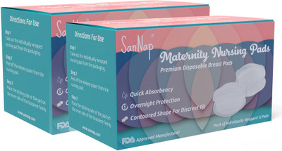 

SanNap Disposable Breast Pads - Maternity Nursing Pads, Ultra Thin and Super Absorbent - Pack of 24 Pads Nursing Breast Pad(Pack of 24)