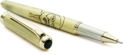 Hayman 24 ct Gold Plated Narendra Modi Ji With Lotos Engraved Roller Ball Pen(Ink Color - Blue)