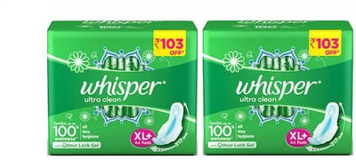 

WHISPER ULTRA CLEAN XL+ 44 + 44 PADS Sanitary Pad(Pack of 2)