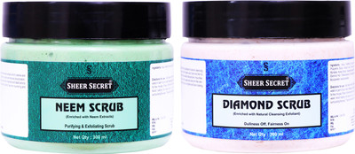 Sheer Secret Neem Scrub 300ml and Diamond Scrub 300ml Scrub(600 ml)