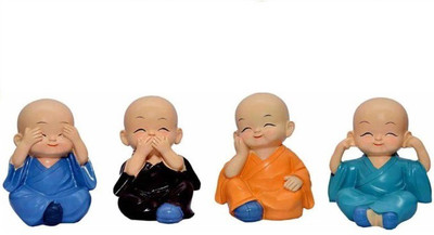 ChoicIt 4 Little Monk Miniature Figurine set Decorative Showpiece - 5.5 cm (Polyresin) Decorative Showpiece  -  5.5 cm(Polyresin, Multicolor)