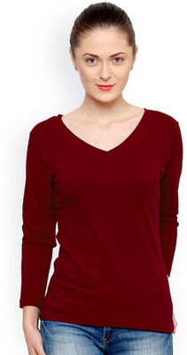 Trends Tower Casual Full Sleeve Solid Women Maroon Top