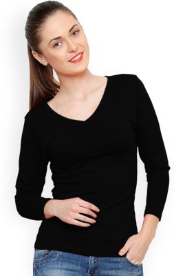 Trends Tower Casual Full Sleeve Solid Women Black Top