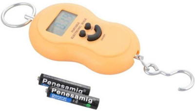 

Granny Smith 50Kg Portable Hanging Luggage Weight Machine Digital for Weighing Household Items Smiley Pocket Weighing Scale(Orange)