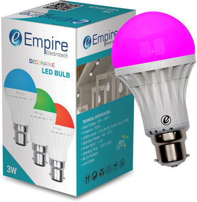 empire electrotech 3 W Basic Round B22 LED Bulb(Pink)