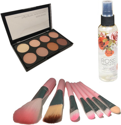 

Miss Boss kb Rose Long lasting moisturizing Makeup up Fixer Primer - 120 ml and kb concealer kit + hk pink makeup brushes (pack of 7) combo(Set of 3)