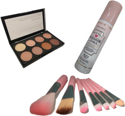

Miss Boss kb hangover 3 in 1 makeup primer fixer 120ml and kb concealer kit + hk pink makeup brushes (pack of 7) combo(Set of 3)