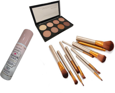 

Miss Boss kb hangover 3 in 1 makeup primer fixer 120ml and kb concealer kit + naked golden makeup brushes (pack of 12) combo(Set of 3)