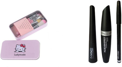 

Ladymode Makeup Brush(Set Of 7 Brush ) And 3 in 1 (Mascara,eyebrow pencil,eyeliner)(Set of 4)