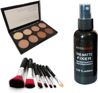 

Miss Boss huda matte fixer Primer - 60 ml and kb concealer kit + hk black makeup brushes (pack of 7) combo(Set of 3)
