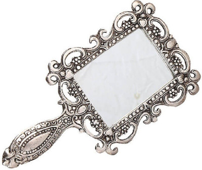 

Tjori Medium Silver Polished Hand Mirror With Intricate Detailing