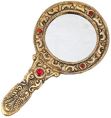 

Tjori Medium Silver Polished Hand Mirror With Intricate Detailing